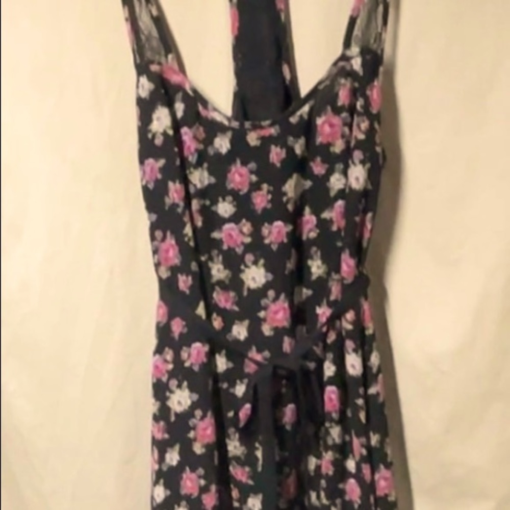 Guess sheath racerback black floral dress size - 1